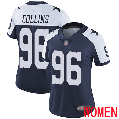 Women Dallas Cowboys Limited Navy Blue Maliek Collins Alternate #96 Vapor Untouchable Throwback NFL Jersey